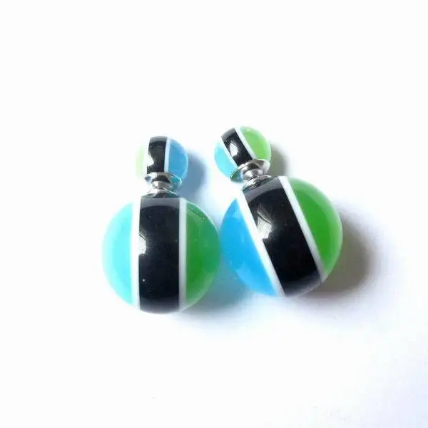 Оптовая продажа прозрачный шар серьги мода двойной имитация-жемчужные для