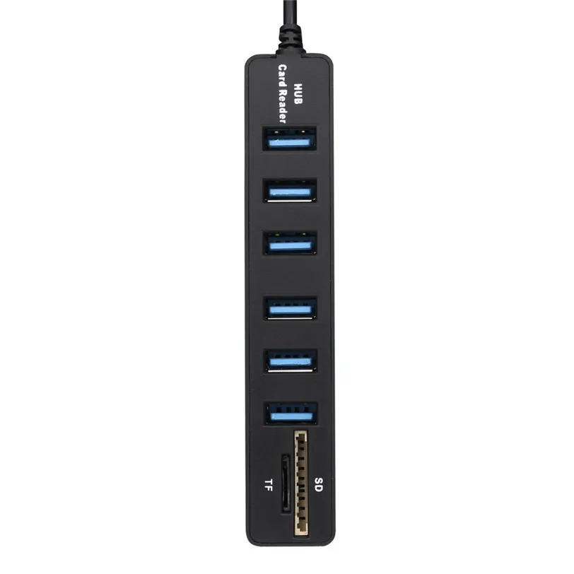 USB концентратор 2 в 1 комбо супер скорость 0 6 портов разветвитель + кардридер Jul20