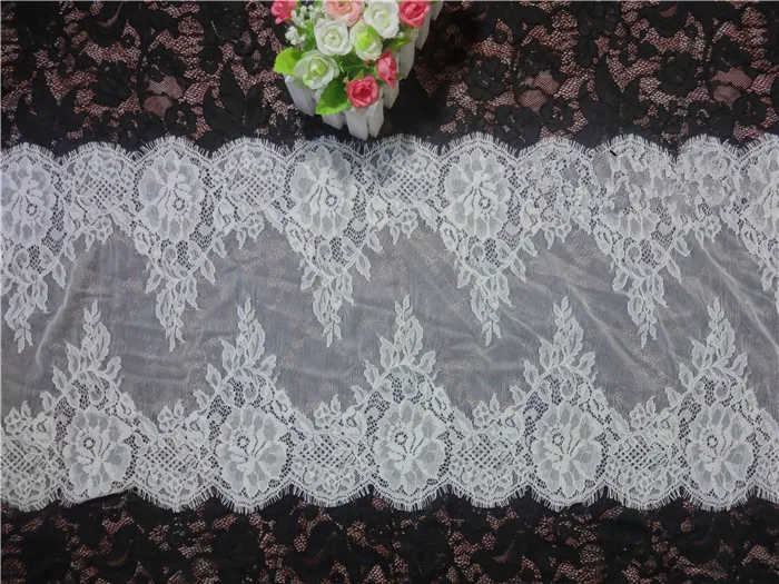 3 м/лот французская кружевная отделка белая Бриллиантовая ткань для свадебного