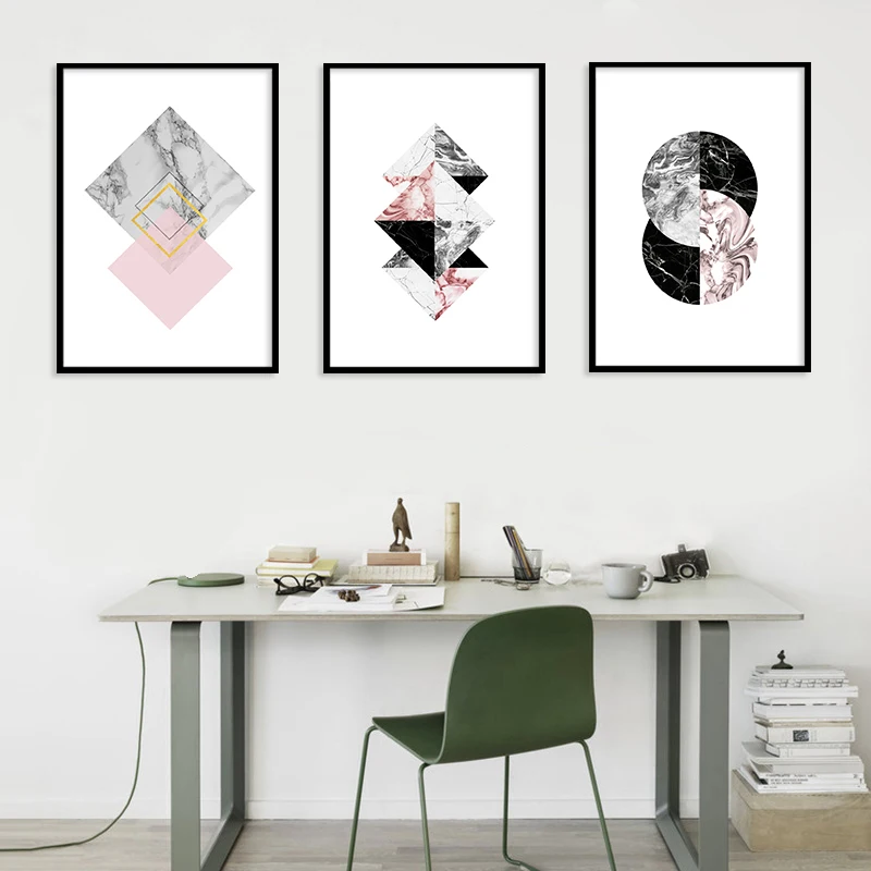 Абстрактные геометрические мраморные картины на холсте скандинавские плакаты