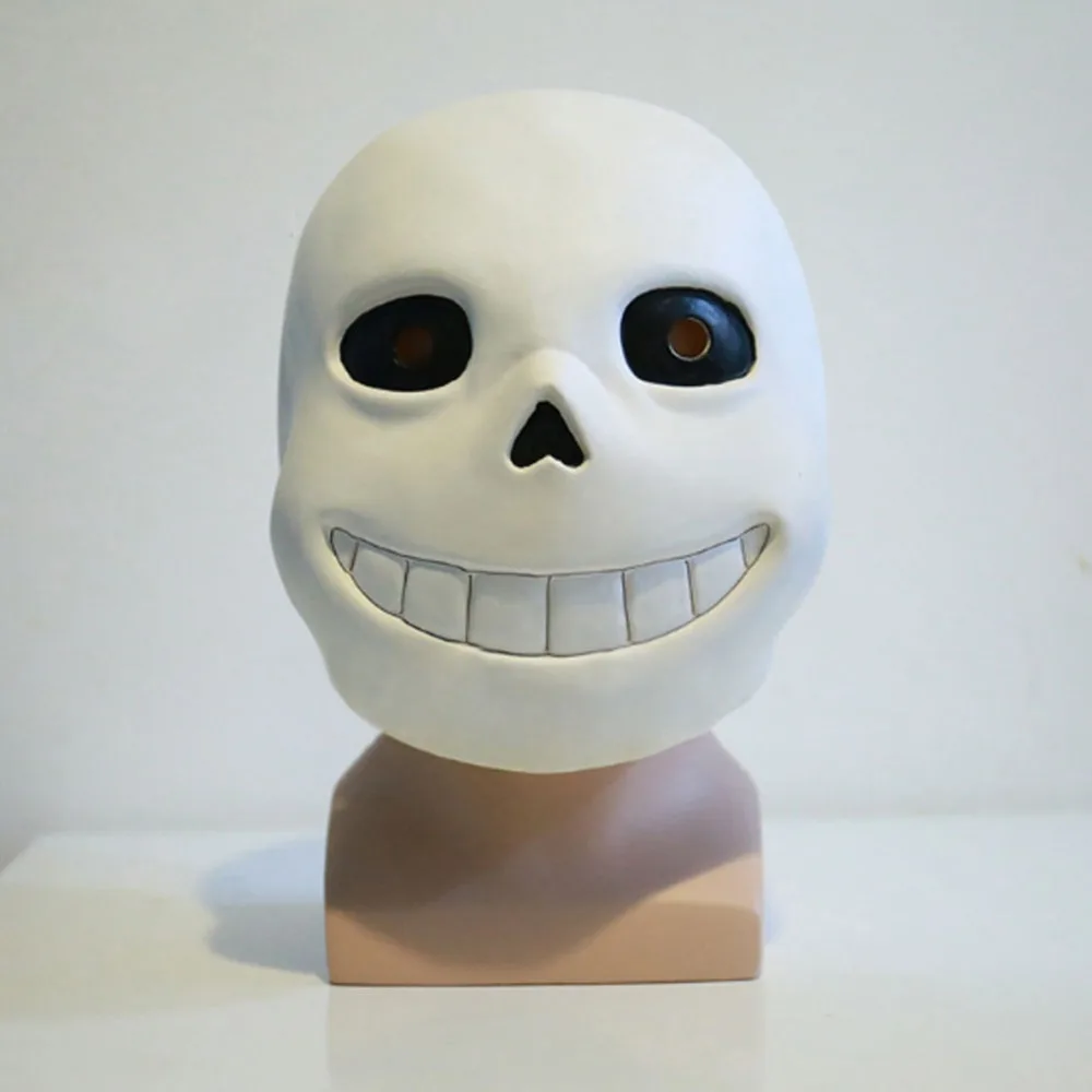 Игра под сказку Sans маска из папируса Косплей Латекс Хэллоуин синий/черные глаза