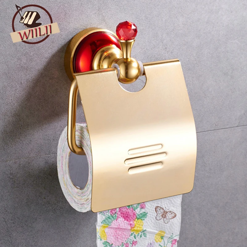 Toilet Paper Storage Holder Aluminum Alloy Tissue Roll Rack Box With Red Crystal Shelf Bathroom Accessorry | Дом и сад
