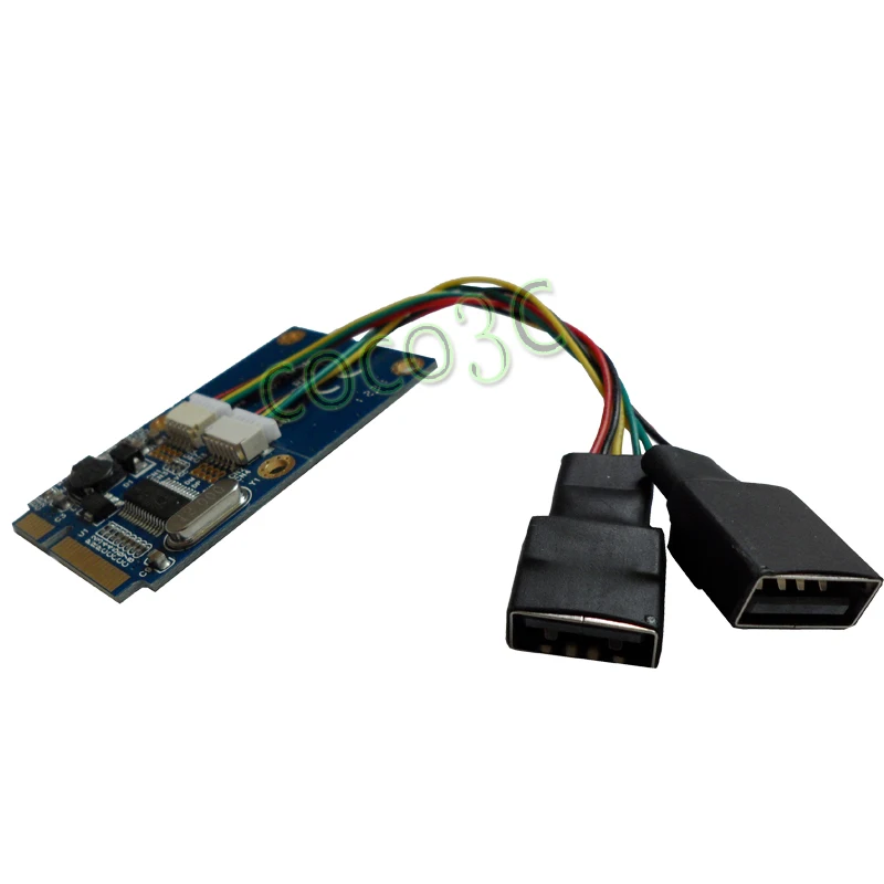 Бесплатная доставка мини PCIe для двойной интерфейс USB адаптер Mini 2 USB2.0 карты и диск