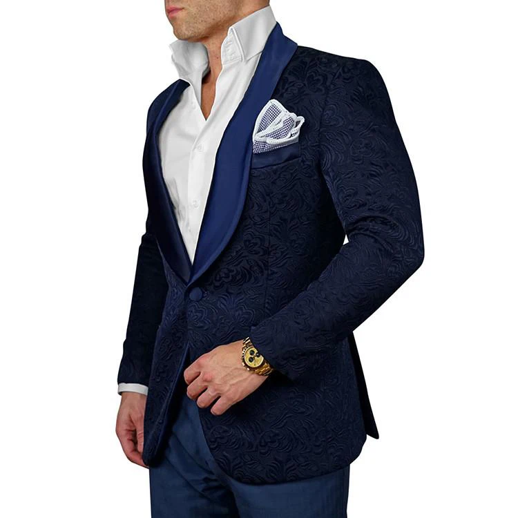 

Blue Mens Floral Men Suit Slim Fit Paisley Blazer Jacket Men Wedding Tuxedos Fashion Male Suits (Jacket+Pant