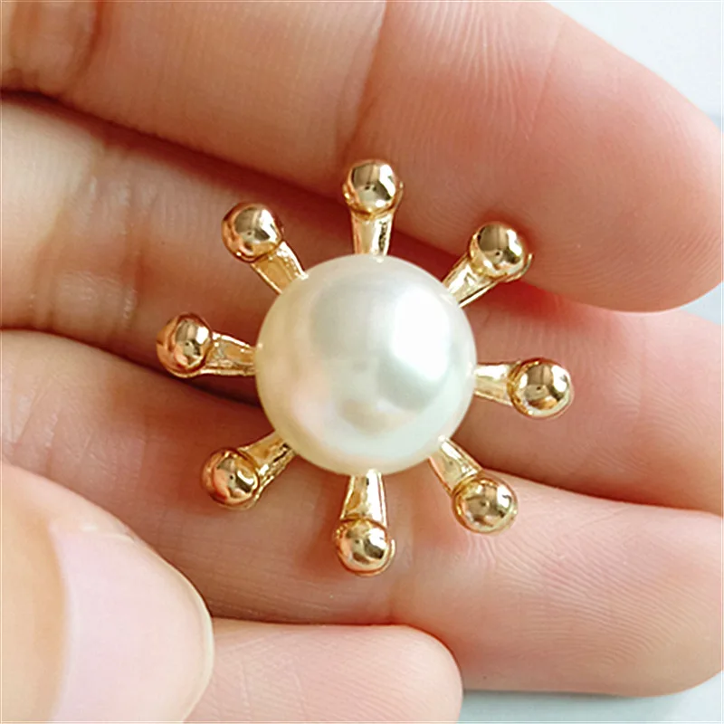 

50 шт 25 мм золотой цвет имитация жемчуга в форме цветка Шарм Для DIY ручной работы женские свадебные ювелирные изделия оптом