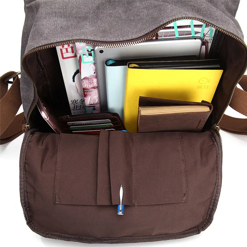 Винтаж холст + Пояса из натуральной кожи Для женщин мужчин Повседневное Рюкзак