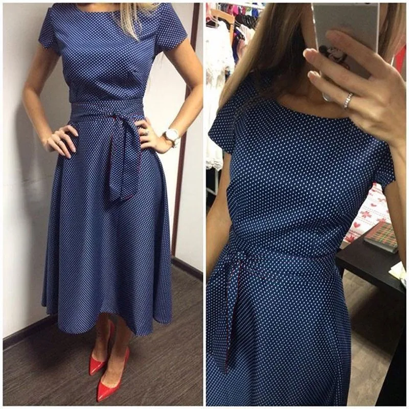 Лидер продаж Повседневное платье трапециевидной формы в горошек женское