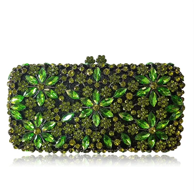 

gold Crystal Evening Bag silver Clutch Bags black Rhinestones Evening Bags green handmade messenger bags floral print wallets