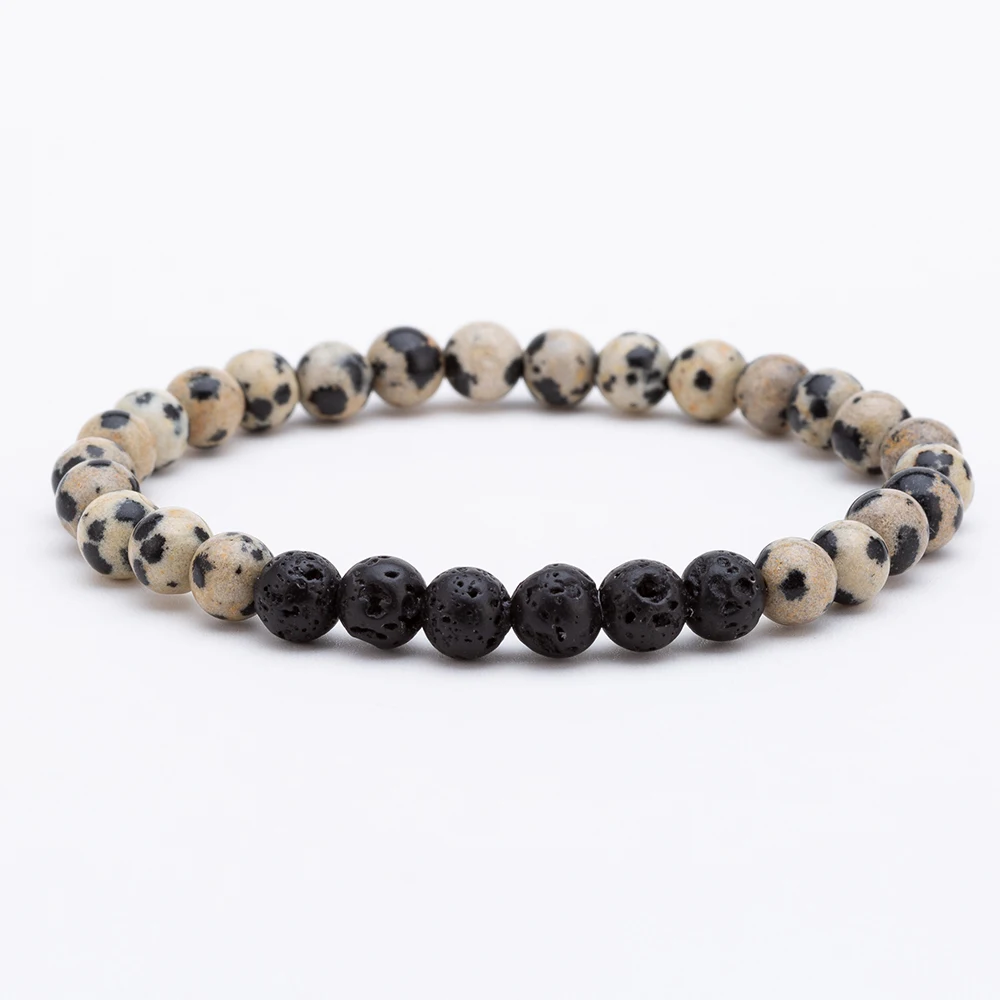 Женский браслет из натурального камня 6 мм круглого с бусинами для йоги |