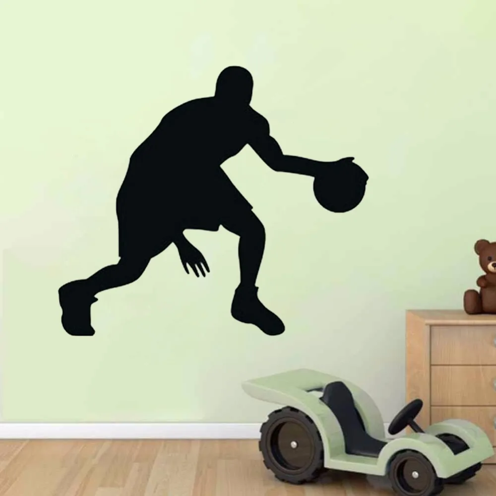 

Sportsman Playing Basketball Wall Stickers Kids Bedroom Wall Decor Vinyl Adhesive Sports Wall Decals