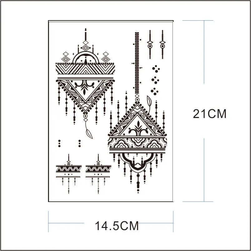 # BH-18 треугольная черная хна временная татуировка для тела вдохновленная обеими