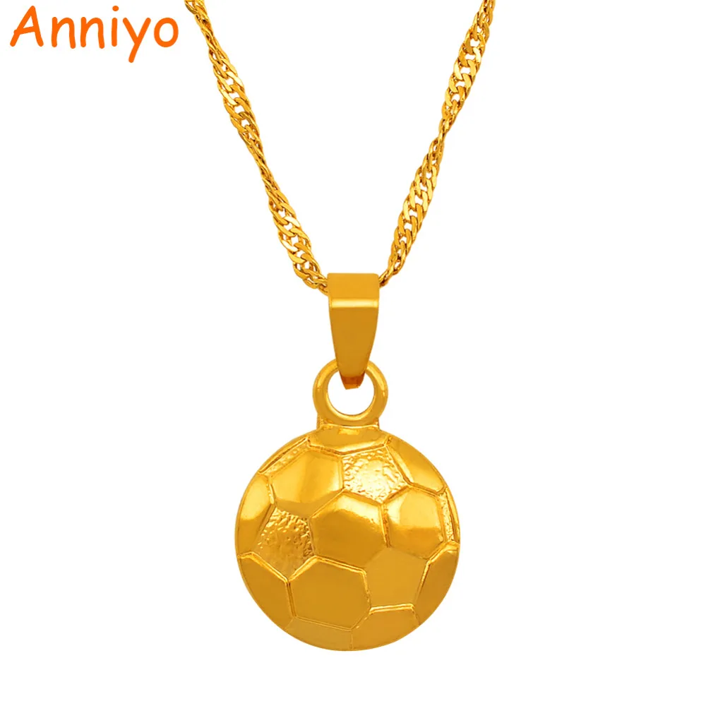 

Anniyo Sporty Football Necklace Pendant Gold Color Soccer Jewelry Women Girl Futebol/El futbol jewellry #200910
