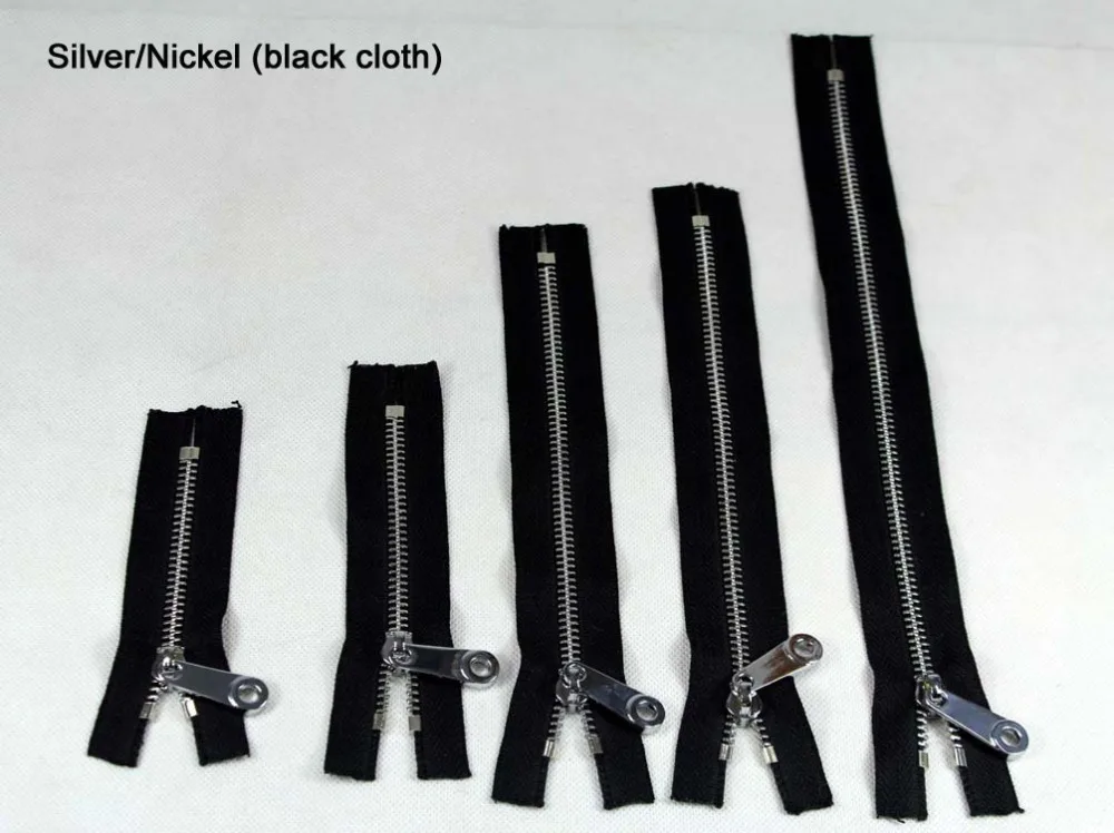 #5 белая молния 25 см Серебристые зубы черная ткань металлическая для шитья сумка
