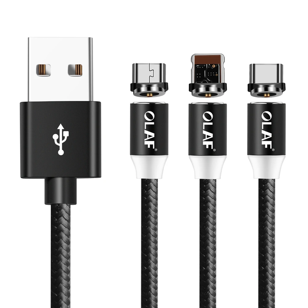Магнитный usb-кабель OLAF 1 м/2 м, магнитный шнур для быстрой зарядки для iPhone XR Xs Max, кабель USB type c для samsung S8 Xiaomi OnePlus 6t