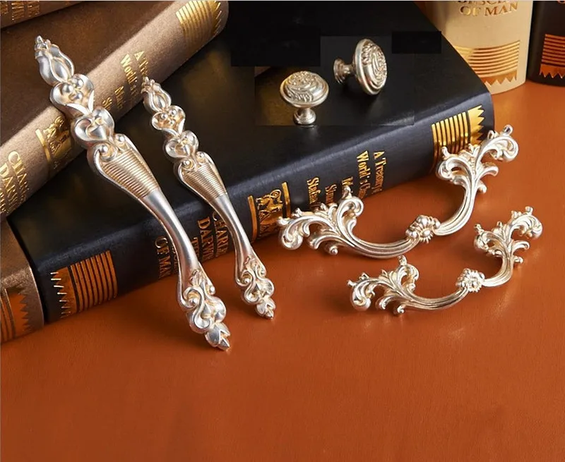 Цветок дрессера ручка старинное серебро круглые ручки для шкафа На ящики Ручка