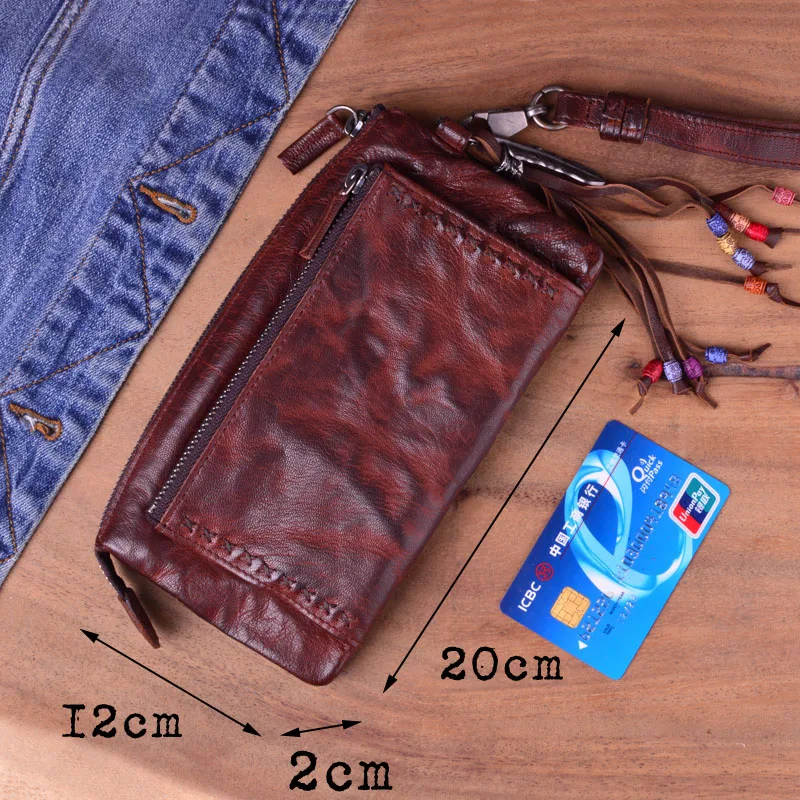 EUMOAN мужской бумажник из натуральной кожи Винтажный Мужской Длинный кошелек на