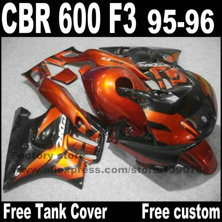 

Plastic fairings set for HONDA CBR 600 F3 1995 1996 brown black cbr600 95 96 fairing kit +tank cover YP19