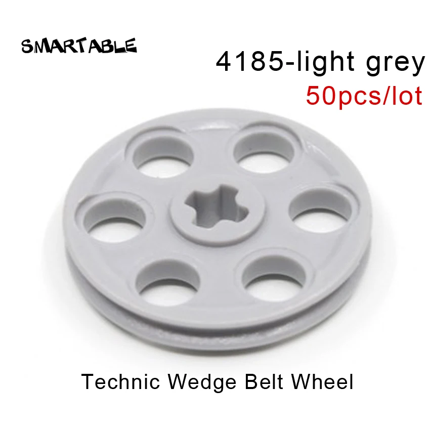 4185-lightgrey-50pcs Smartable MOC Technic клиновидный ремень колеса/звеньевая цепь/звеньевой привод протектора, запчасти для конструкторных блоков, игрушки, совместимые со всеми брендами 14149 - Цвет: 4185-lightgrey-50pcs