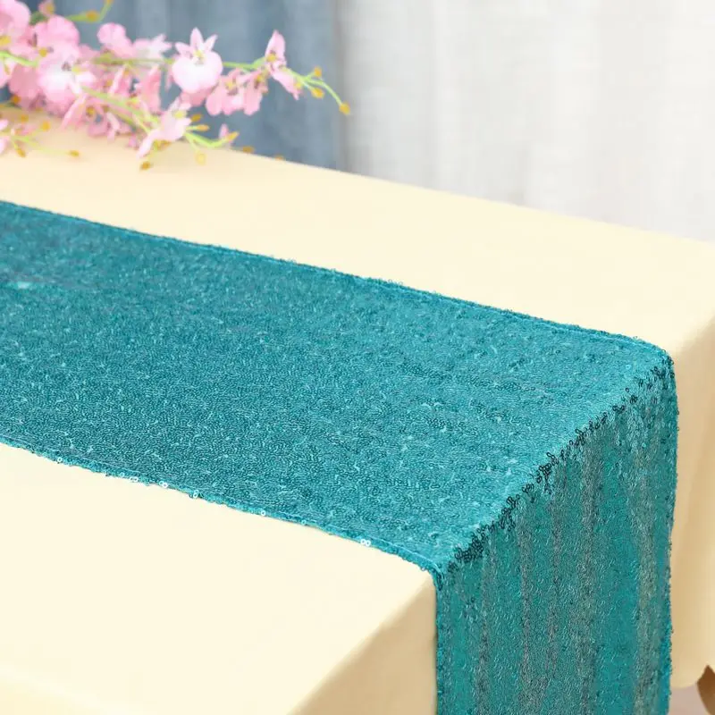 Turquoise Золотые, серебряные скатерти с блестками, блестящие, для банкета, для отеля, вечерние, свадебные, рождественские украшения - Цвет: Turquoise