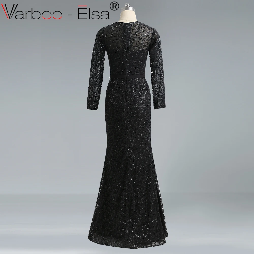 VARBOO_ELSA/2018 блестящее вечернее платье черное с блестками в пол для выпускного