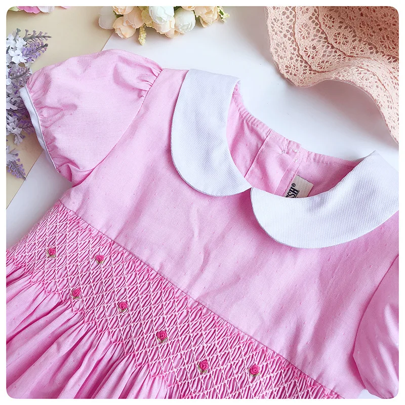 Летнее платье для маленьких девочек в стиле кукольного воротника красного цвета