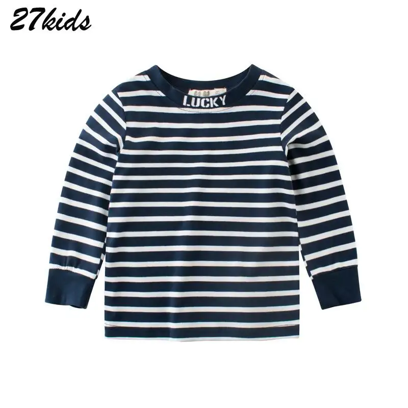 27kids Lucky Letter Style Casual Child Boys Long Sleeve T Shirt for Autumn Spring Children Kids Sport Costume Juvenile Top Tee |