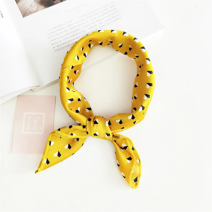 Elegant Women Square Silk Head Neck Feel Satin Scarf Skinny Retro Hair Band Tie Small Fashion Lady scarfs |