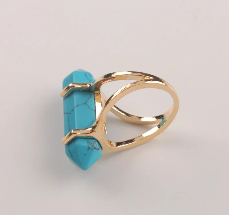 2 шт шестиугольник Призма камень золотой палец кольцо|ring ring|ring goldenring finger |