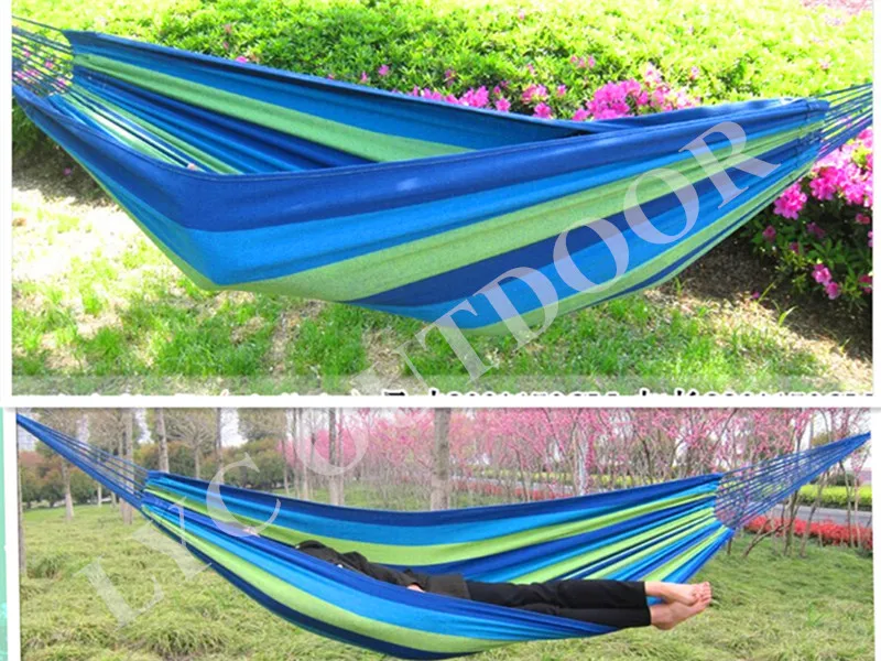 Muti-color Portable Travel Outdoor Camping Tourism Cotton Rope Swing Fabric Stripes Single Leisure Folding Hammock Canvas Bed | Мебель