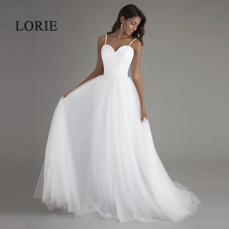 LORIE пляжные свадебные платья на бретелях 2020 Vestido Noiva Praia белое Тюлевое с поясом