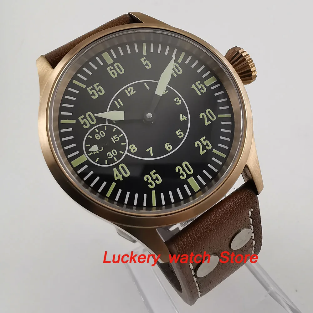 Мужские часы с сапфировым стеклом без логотипа 44 мм суперсветящиеся бронзовые