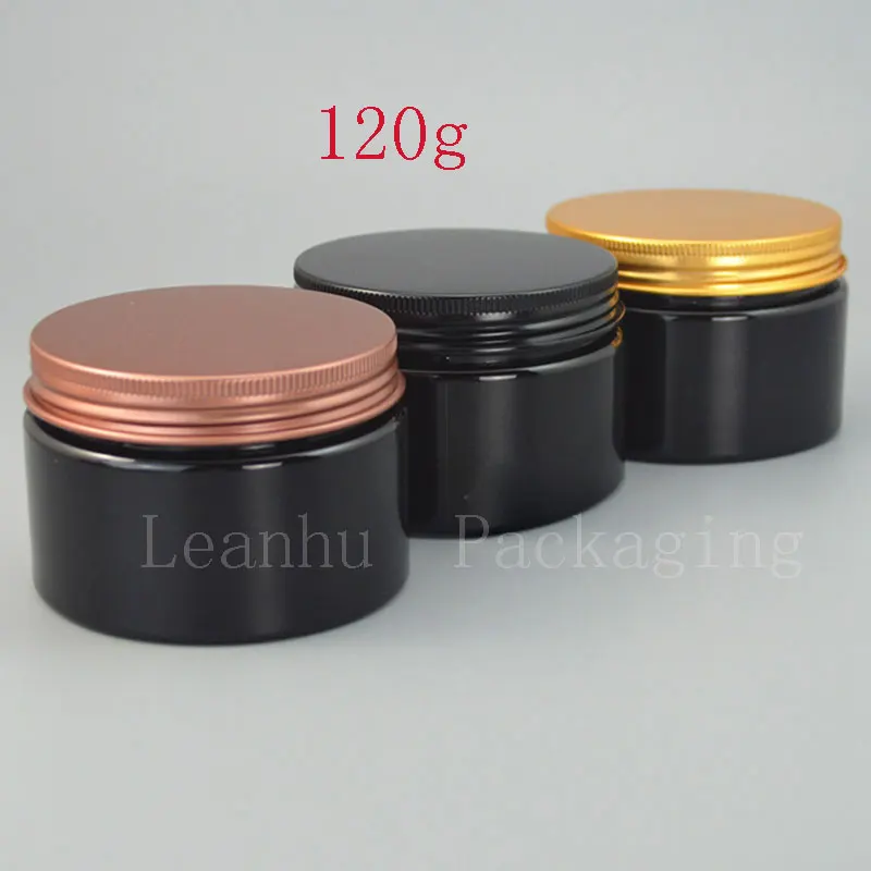 120g Black Refillable Cream Jar Solid Perfumes Makeup Container Aluminum Screw Cap, DIY Personal Care Packing Container, Wholesale