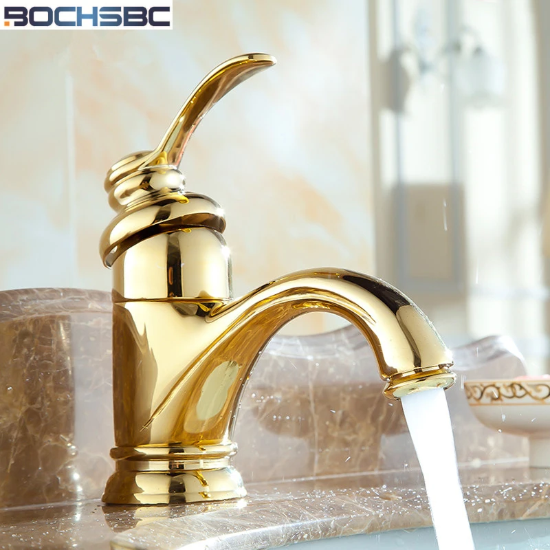 

BOCHSBC Luxury Golden Mixer Tap Bath Deck Mounted Mixer Classic Pool Vintage Sink Faucets Bathroom Tall Faucet Tap