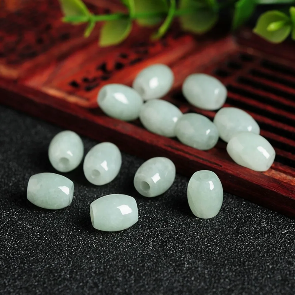 

50pcs Good Natural Aqua Jade (Jadeite) Luck Ellipse Loose DIY Beads For Bracelet