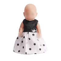 doll clothes fashionable polka dot evening dress fit 43 cm baby dolls and 18 inch girl dolls accessories f83