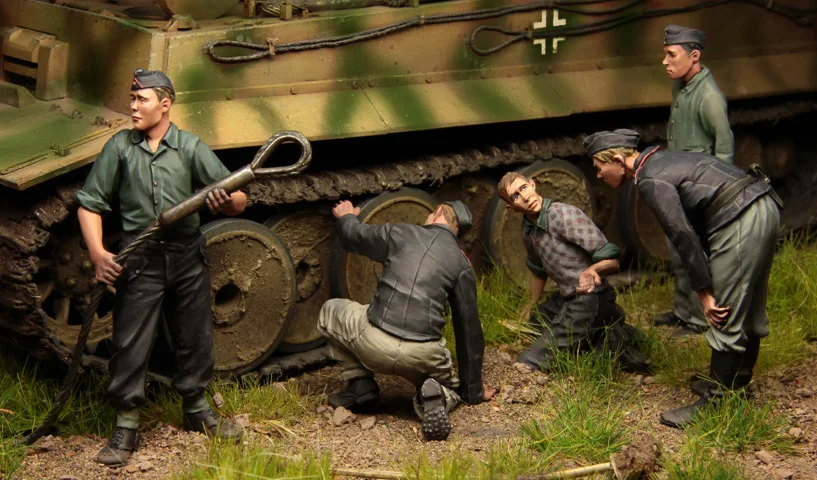 Масштаб 1/35 полимерная фигурка резервуар Tankcrew для ремонта | Игрушки и хобби