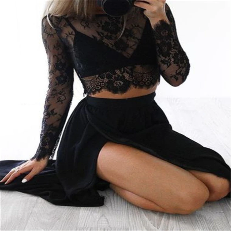 Женское кружевное платье макси с длинным рукавом и разрезом сбоку|maxi dress|party maxi