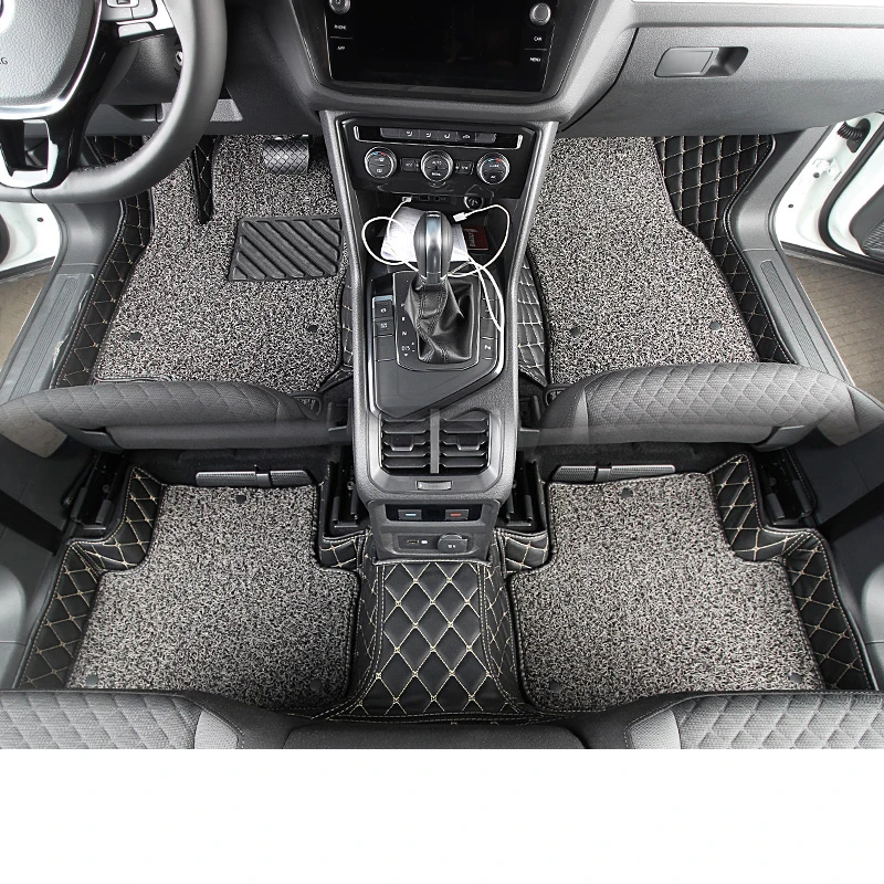 3pcs Для Tiguan второго поколения кожа плюс проволочное кольцо коврики Авто ножные колодки автомобильный коврик покрытие для автомобиля Стайлинг - Цвет: 3pcs