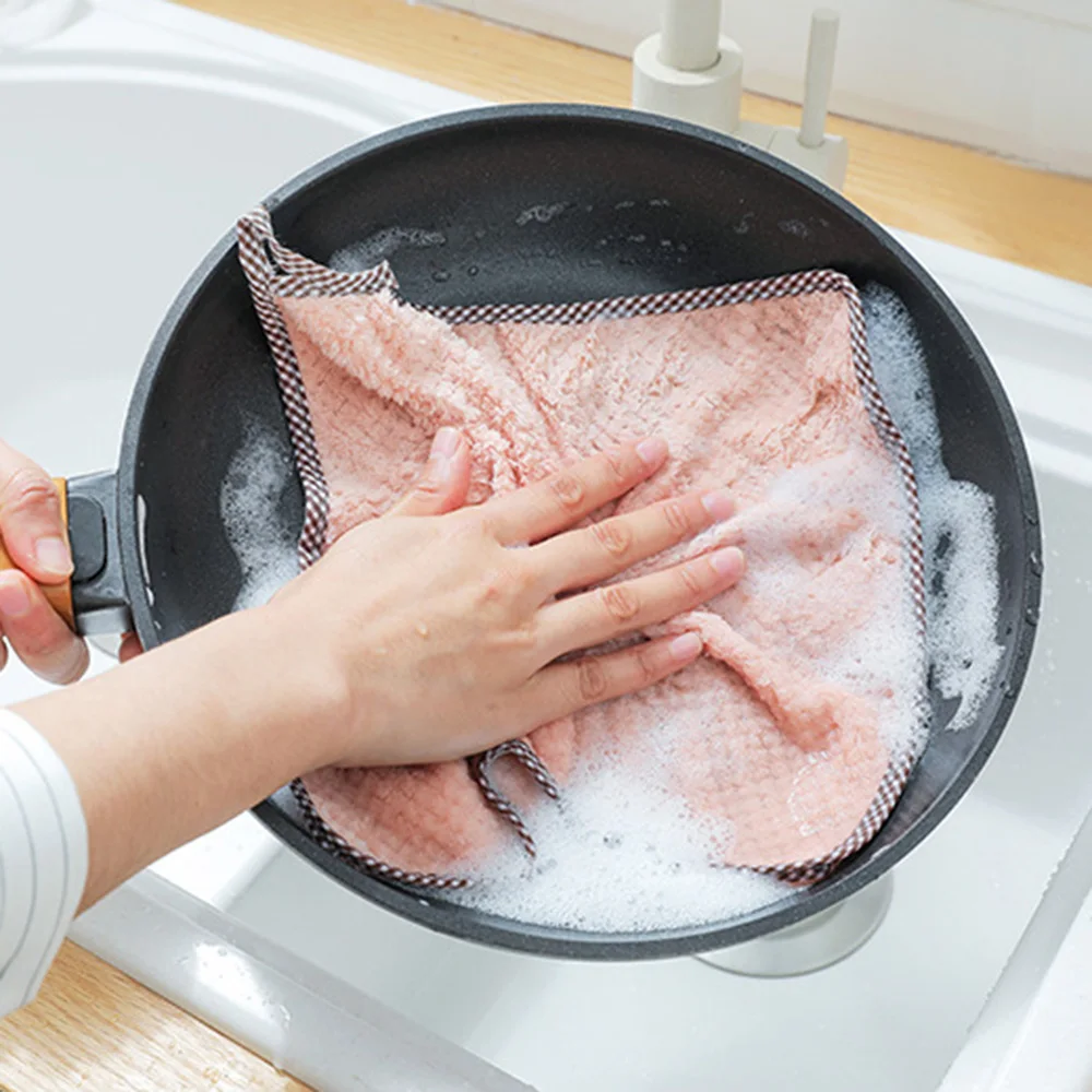 1pc Water-absorbent Dishcloth Creative Microfiber Cleaning Cloth Durable Kitchenware Cleaning Gadget Oil-removing Scouring Cloth