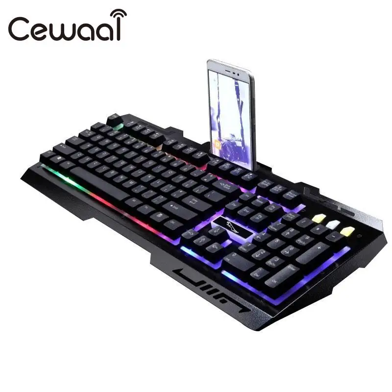 Cewaal Подсветка USB Проводная Механическая клавиатура мышь комбо набор 2400 dpi прочный