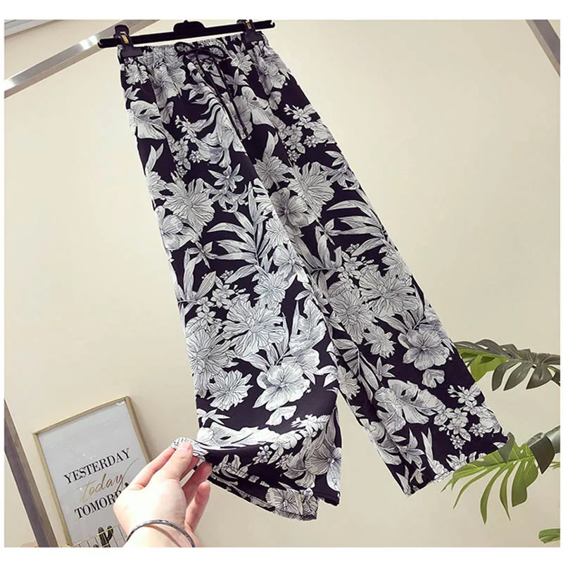 Новинка 2019 летние свободные уличные Beat вертикальные Высокая талия шифон широкие