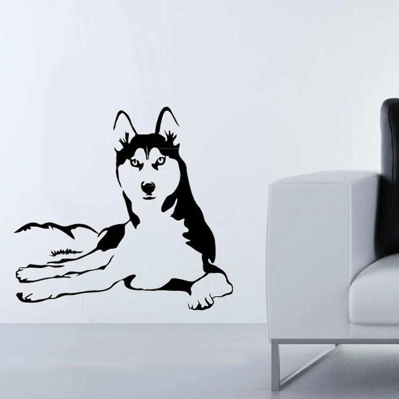 Веселая Милая Наклейка на стену Husky Dog для детской комнаты домашнее украшение