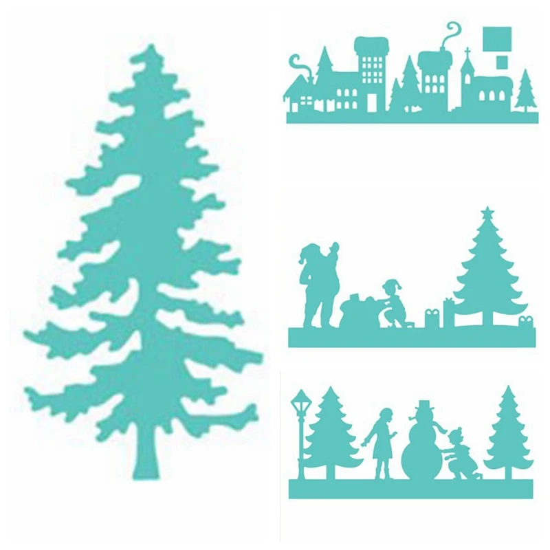 

Winter Peace House Christmas Tree Metal Cutting Dies Stencil For DIY Scrapbooking Decorative Emboss Craft Die Cutting Template