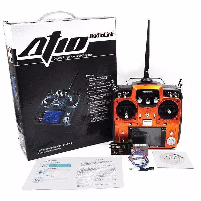 Radiolink AT10II 12CH RC Transmitter and Receiver R12DS 2.4GHz Spread Radio Remote Controller for Drone Left Hand Throttle | Игрушки и