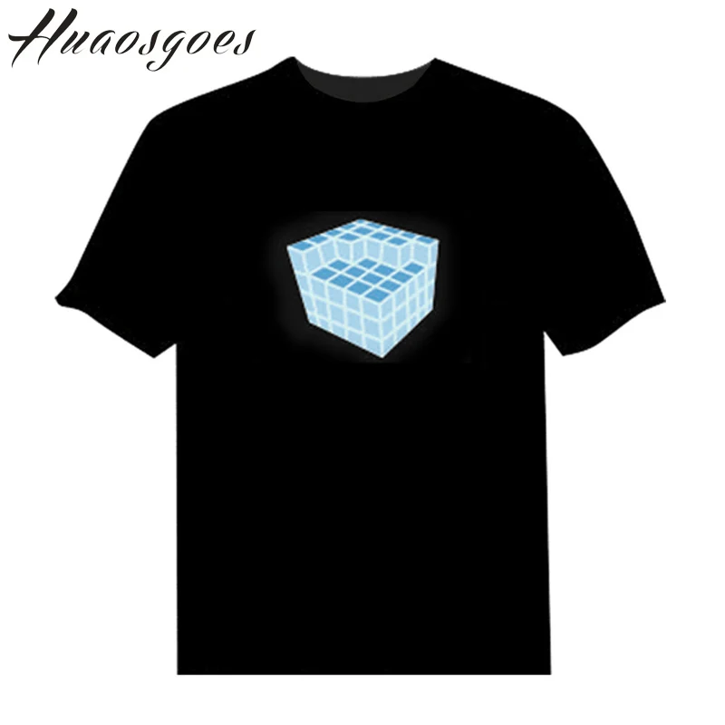 Звуковая активация LED хлопковая Футболка свет и Подпушка мигающий эквалайзер с