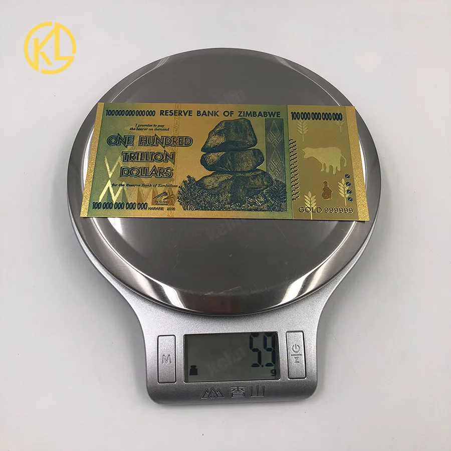Водонепроницаемая и гибкая цветная банкнота 100 триллиона долларов Зимбабве