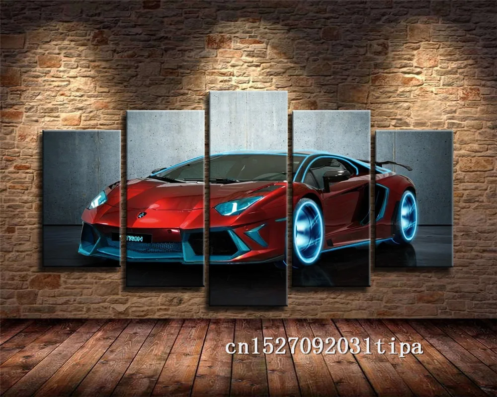 Lamborghini автомобиля 5 Панель Абстрактная живопись украшение на стену маслом постер