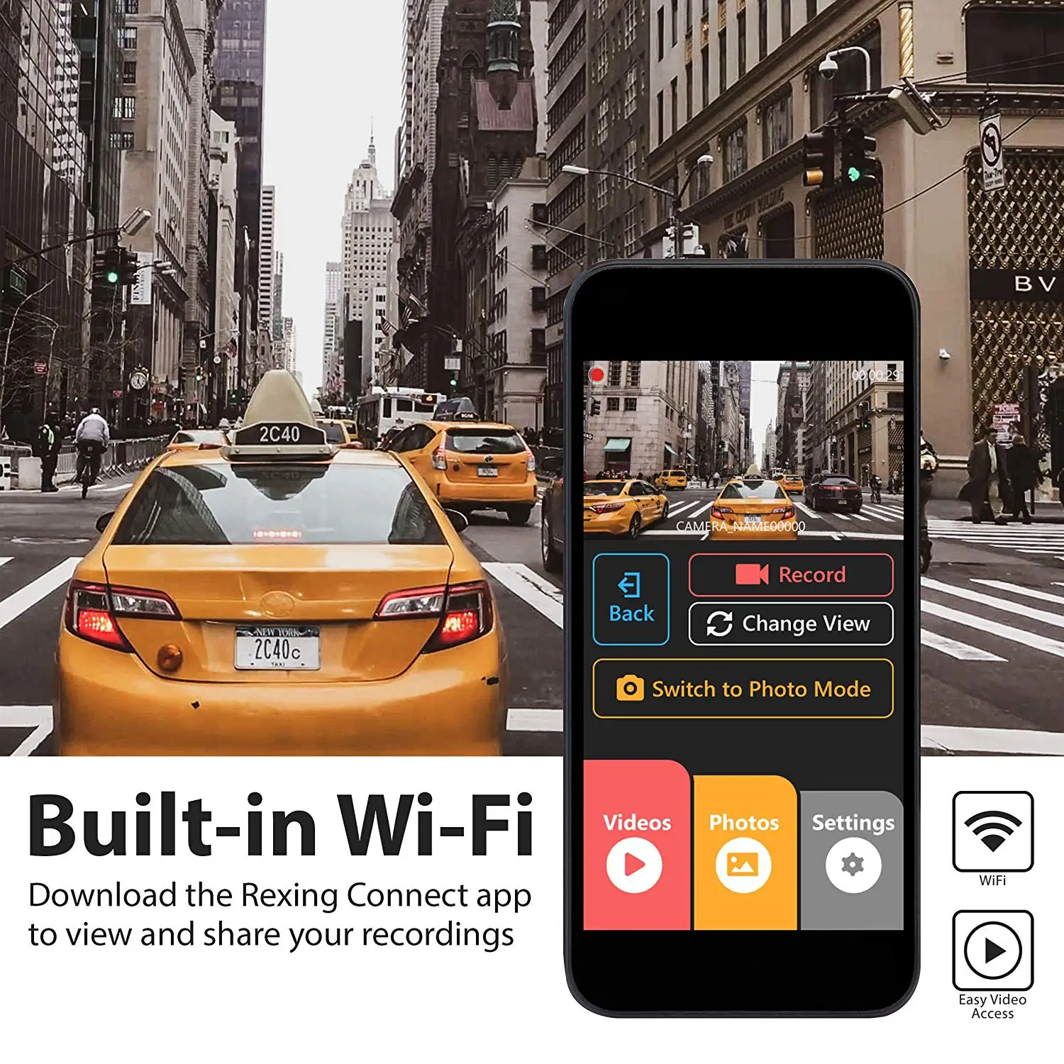Rexing V1P 3-го поколения WiFi Dual 1080p+ 1080p Full HD фронтальная и задняя камера 170 градусов широкоугольная Автомобильная видеорегистратор