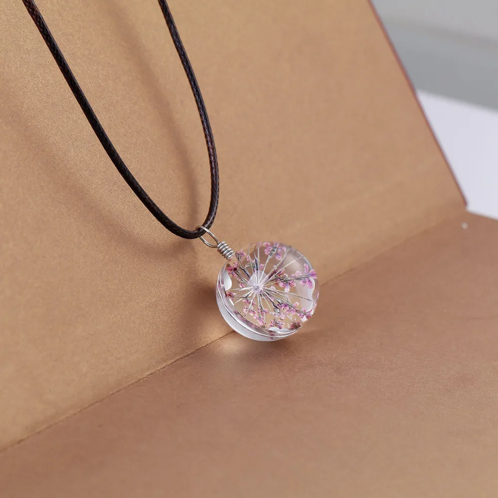 DoreenBeads стеклянное круглое модное ожерелье сушеные розы красный цветок круглые