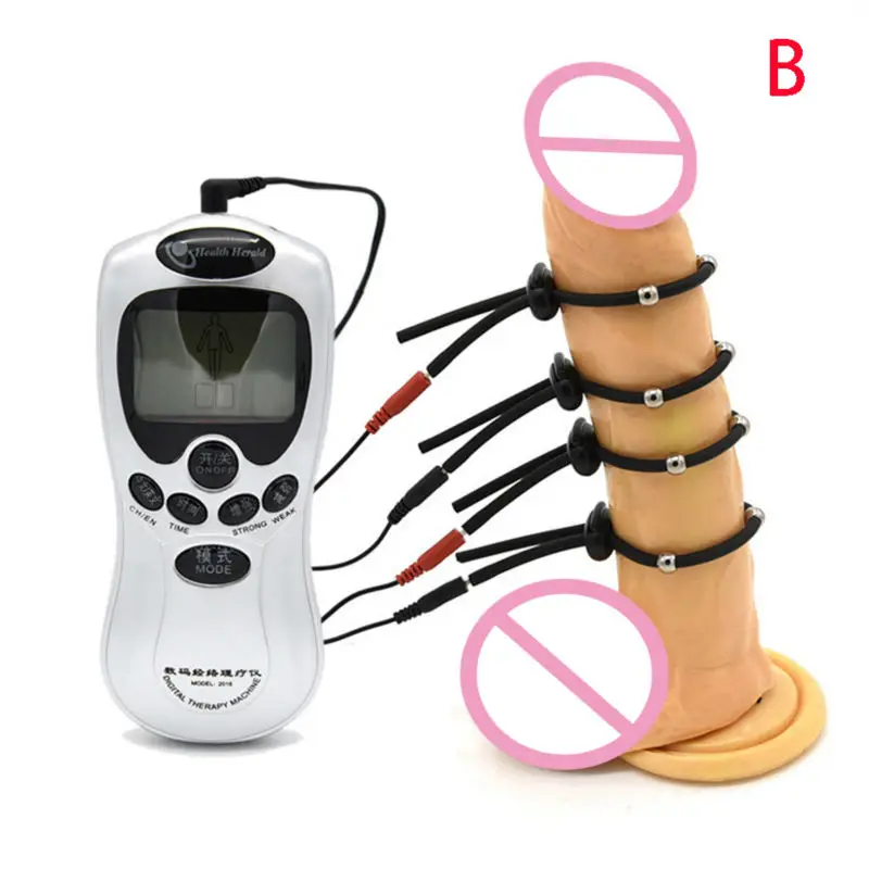 Физиотерапия Кольцо для члена стальной шарик кольцо пениса Электрический